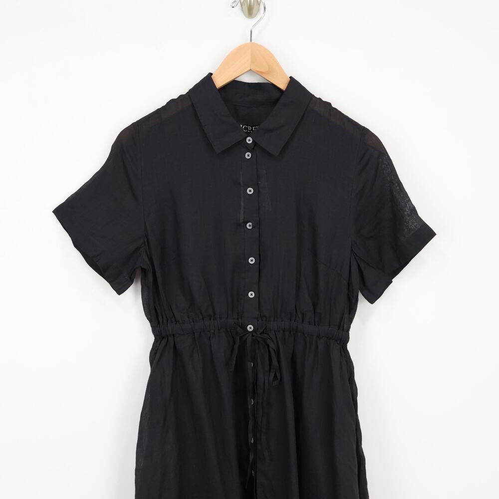 J.Crew Cerise Shirt Dress Ramie Black Size 8 Petite NWT - Picture 3 of 10